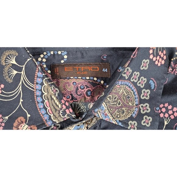 Etro Milano Mens EU 44 Multi-Color Floral Paisley Button-Down Shirt - Picture 6 of 8